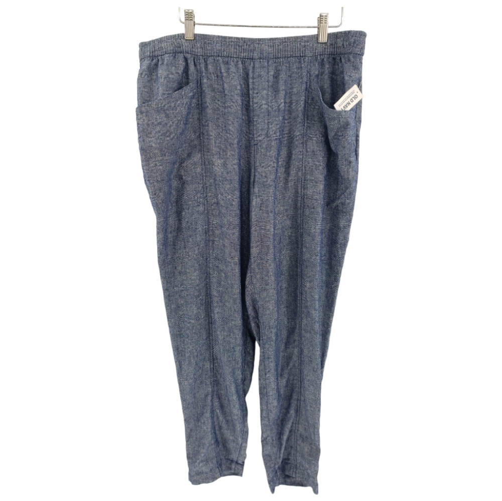 Old Navy NWT Linen Crop High Rise Size Large in Chambray Blue Pull On Style